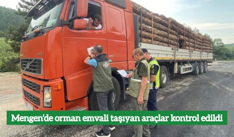 Mengen’de orman emvali taşıyan araçlar kontrol edildi.